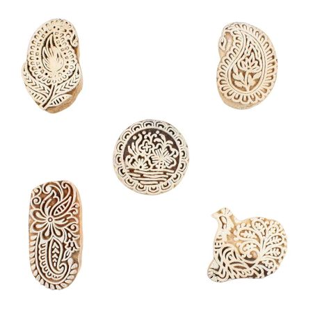 Set of 5 Piece New Mix Wooden Printing Blocks